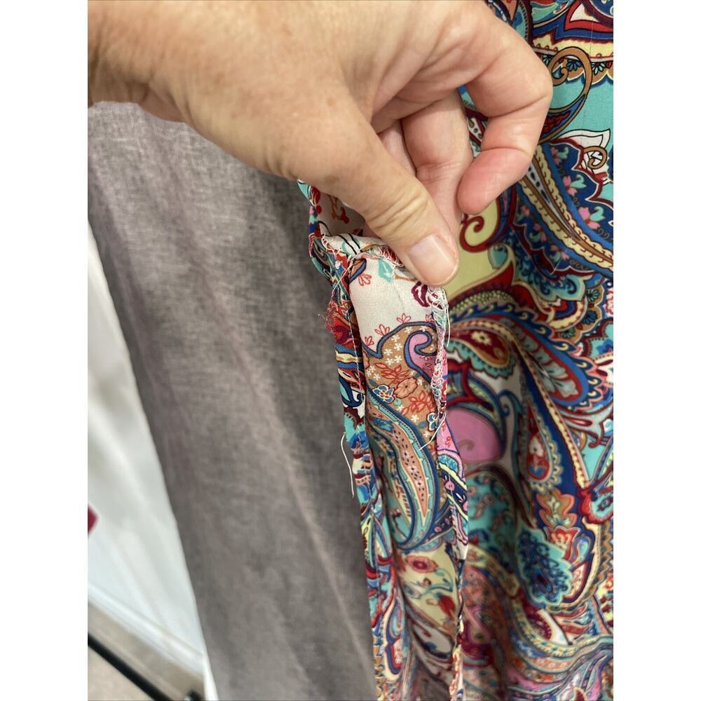 Spense Top Women 2XL Multicolor Paisley Tunic Button Up Sleeveless Shirt FLAW - Picture 5 of 11